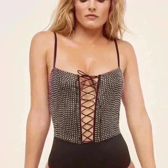 For Love and Lemons Mirage mirrored rhinestone bodysuit XXS - Picture 7 of 7